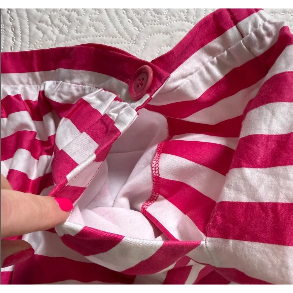 LILLY‎ PULITZER Mini Skirt Wms XL Pink/White Striped Cottage Core Preppy Cotton